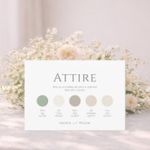 Minimale Sage-Grün-Hochzeitskleidung Farbpalette