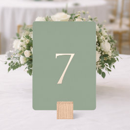 Minimale Sage-Grün-Hochzeitstisch-Nummer Folien Feiertagskarte