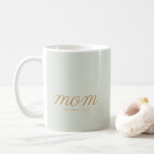 Minimale Sage-Grün-Schrift & Gold-Mom-Etabliert Kaffeetasse