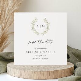 Minimale Sage Wreath Save the Date Karte