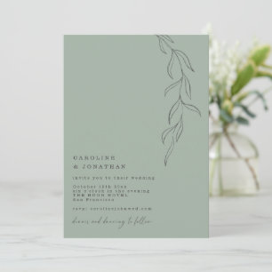 Minimale Salbei-Grün-Typen-Schreibmaschine Botanis Einladung