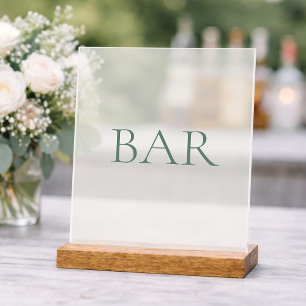 Minimale Salbeigrüne Bar Acrylschild