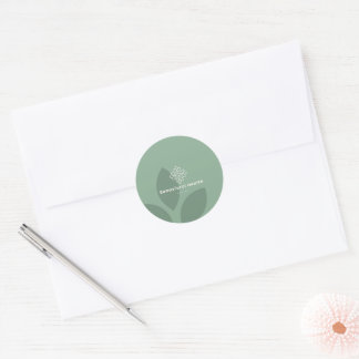 Minimale Salbeigrüne-Blatt-Gesundheits-Logo-Marke Runder Aufkleber