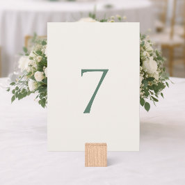 Minimale Salbeigrüne Hochzeitstisch-Nummernkarte Dankeskarte