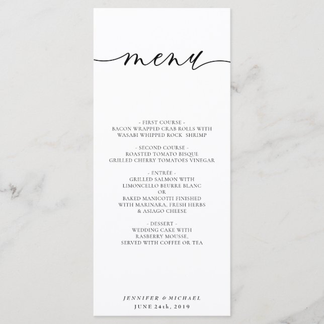 Minimale saubere einfache moderne weiße Hochzeit Programm (Vorderseite)