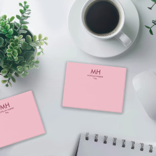Minimale saubere Initialen Pink Burgund Post-it Klebezettel