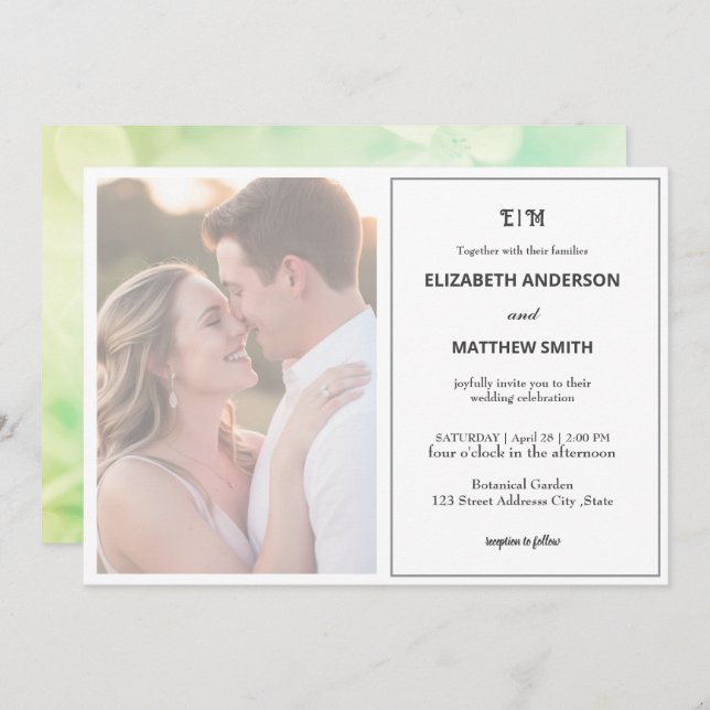 minimale saubere, neutrale böhmische Hochzeit Einladung (Vorne/Hinten)