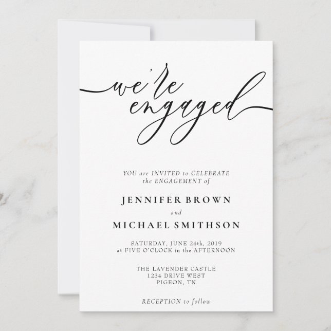 Minimale Sauberkeit Einfache moderne verlobte Unte Einladung (Vorderseite)