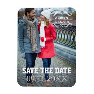 Minimale Save-the-Date-Hochzeitsfoto Magnet