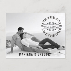 Minimale Save-the-Date-Moderne Hochzeitsfoto Ankündigungspostkarte