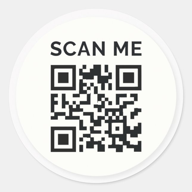 Minimale Scanne-mich-QR-Code-Aufkleber Runder Aufkleber (Vorderseite)