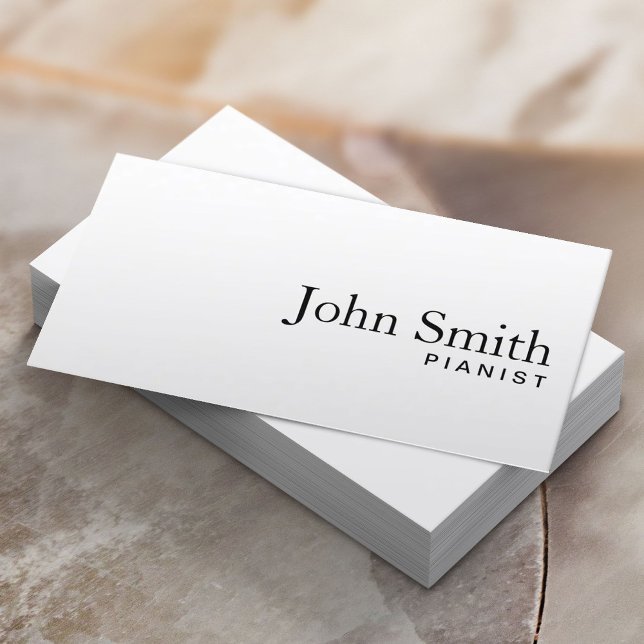 Minimale Schlichte White Pianist Business Card Visitenkarte (Von Creator hochgeladen)