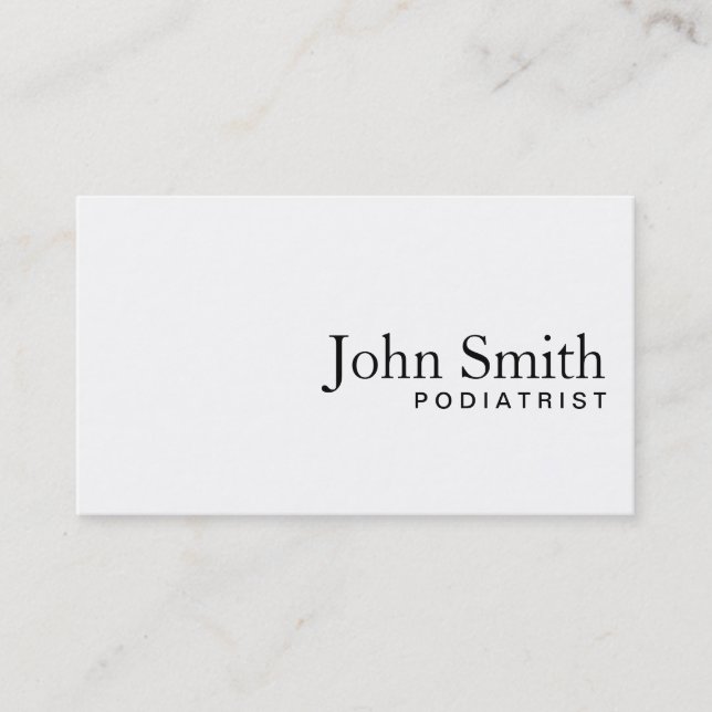 Minimale Schlichte White Podiatrist Business Card Visitenkarte (Vorderseite)