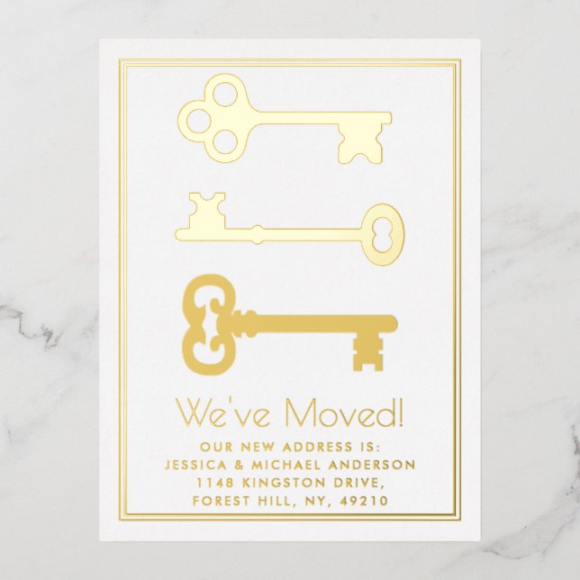 Minimale Schlüsseländerung der Adresse neue Zuhaus Folie Einladungspostkarte (Vorderseite)