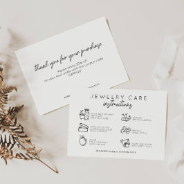 Minimale Schmuckpflege-Anleitung für das Unternehm Begleitkarte