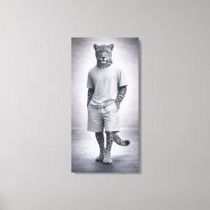 Minimale Schneeleoparden-Streetwear-Illustration Leinwanddruck