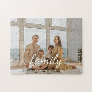 Minimale Schrift benutzerdefiniertes Familienfoto  Puzzle
