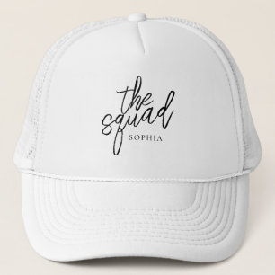 Minimale Schrift Brautjungfer The Squad Custom Truckerkappe