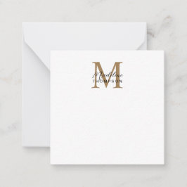 Minimale Schrift Gold Monogramm Quadrat Mini Weiß Mitteilungskarte