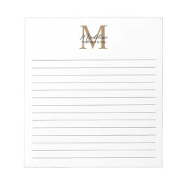 Minimale Schrift Gold Monogramm weiß liniert Notizblock