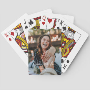 Minimale Schrift "Happily Ever After" Paar-Foto Spielkarten