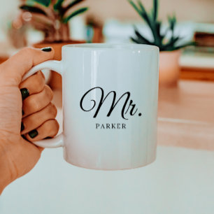 Minimale Schrift "Herr" Benutzerdefinierter Hochze Kaffeetasse