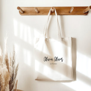 Minimale Schrift-Kalligrafie Elfenbein-Creme Chic Tragetasche