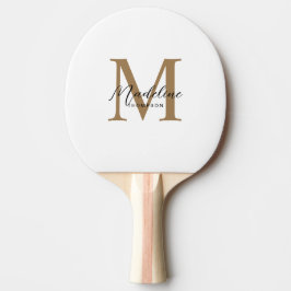 Minimale Schrift Kalligrafie Gold Monogramm Tischtennis Schläger