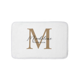 Minimale Schrift Kalligrafie Gold Monogramm Weiß Badematte