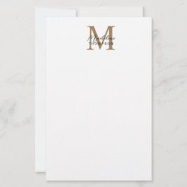 Minimale Schrift Kalligrafie Gold Monogramm Weiß Briefpapier