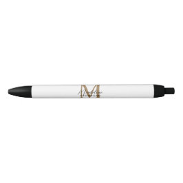 Minimale Schrift Kalligrafie Gold Monogramm Weiß Kugelschreiber