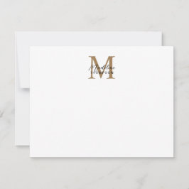 Minimale Schrift Kalligrafie Gold Monogramm Weiß Mitteilungskarte