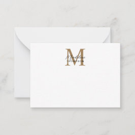 Minimale Schrift Kalligrafie Gold Monogramm Weiß Mitteilungskarte
