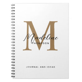 Minimale Schrift Kalligrafie Gold Monogramm Weiß Notizblock