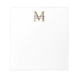 Minimale Schrift Kalligrafie Gold Monogramm Weiß Notizblock