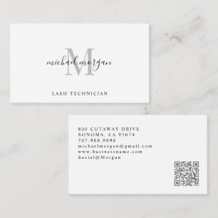 Minimale Schrift Monogramm Wimpern Technikerin Visitenkarte