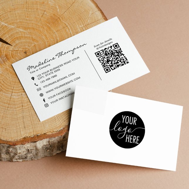 Minimale Schrift Professionelles Firmenlogo QR-Cod Visitenkarte (Von Creator hochgeladen)