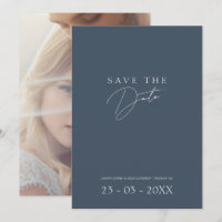 Minimale Schrift Schieferblaue Foto-Hochzeit