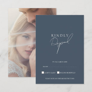 Minimale Schrift Schieferblaue Hochzeits-RSVP RSVP Karte