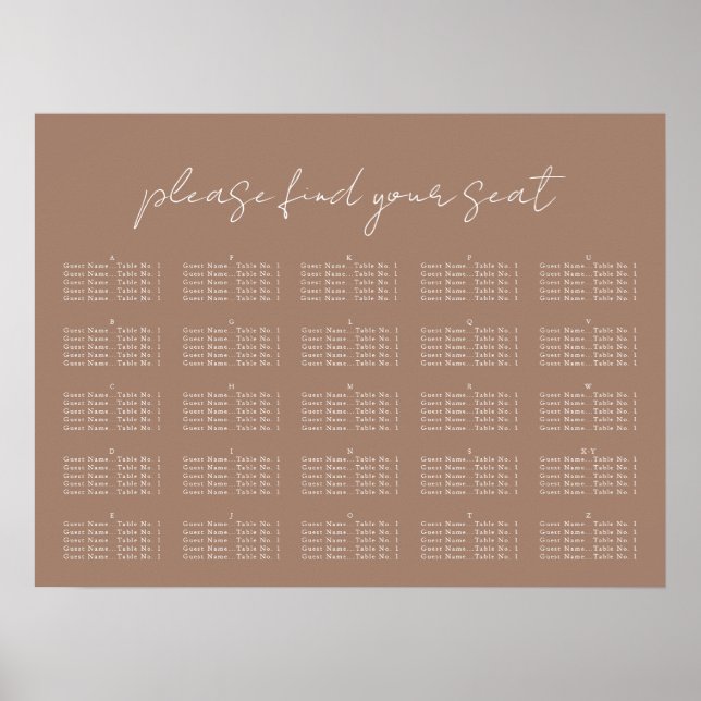 Minimale Schrift, Sitzdiagramm Poster (Vorne)