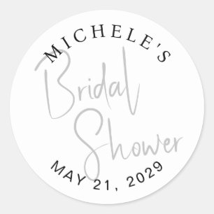 Minimale Schrift-Typografie Moderne Bridal Shower Runder Aufkleber
