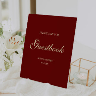Minimale Schrift Weinrot "Tragen Sie sich in unser Sockelschild