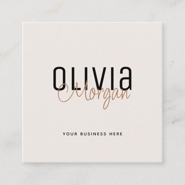 Minimale Schriftart-Duo-QR-Code Quadratische Visitenkarte (Vorderseite)