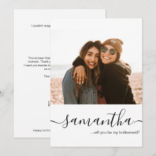 Minimale Schriftart Individuelles Foto Brautjungfe Einladung