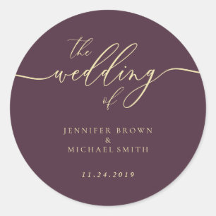 Minimale Schriftart Mitternachts-Feigen-Hochzeit Runder Aufkleber