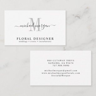 Minimale Schriftzug-Monogramm-Blumen-Designerin Visitenkarte