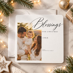 Minimale Schriftzug-Segen-Foto religiöse Weihnacht Feiertagskarte