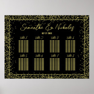 Minimale Schwarz-Gold-Hochzeitskarte Poster