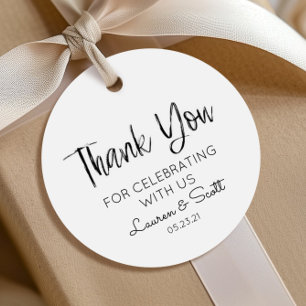 Minimale Schwarz-Weiß-Dankeschön-Hochzeitsgeschenk Geschenkanhänger