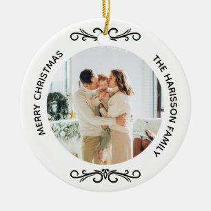 Minimale Schwarz-Weiß-Familie Zwei Fotos Keramik Ornament